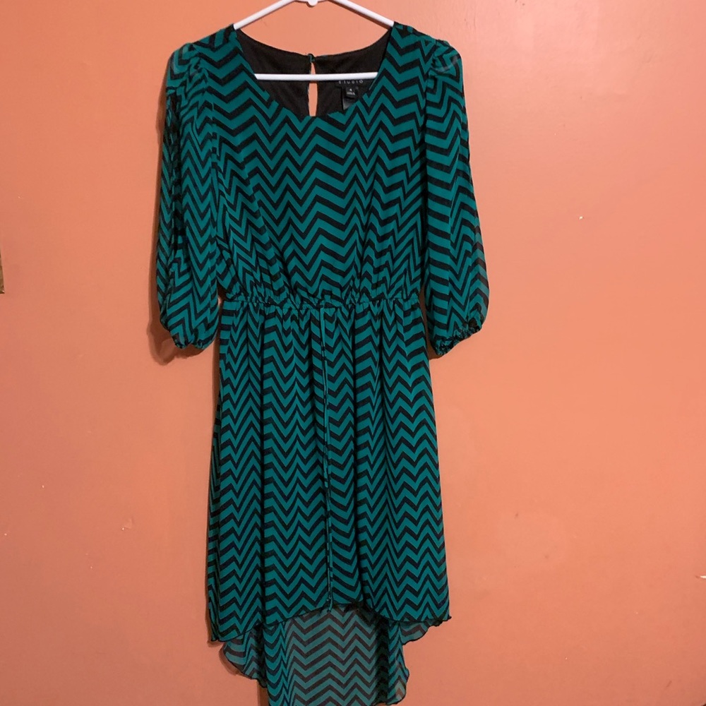 Chevron Black and Green Dress